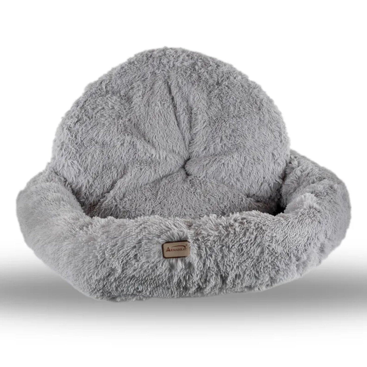 Armarkat Extra Large Light Gray Fluffy Round Cat Bed
