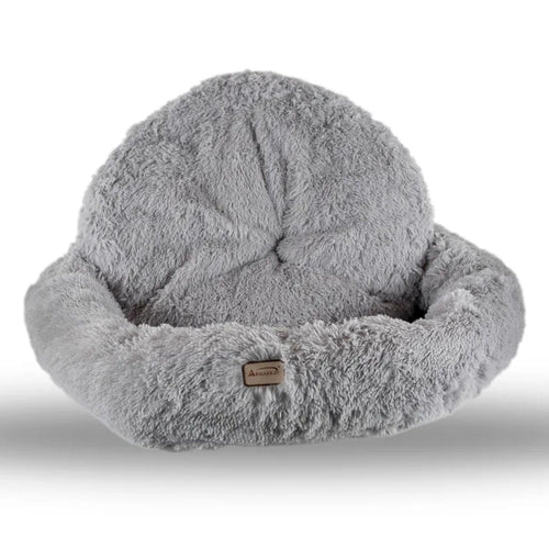 Armarkat Extra Large Light Gray Fluffy Round Cat Bed